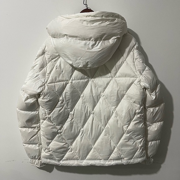 Moncler White Diamond Pattern Down Jacket - Picture 12 of 14